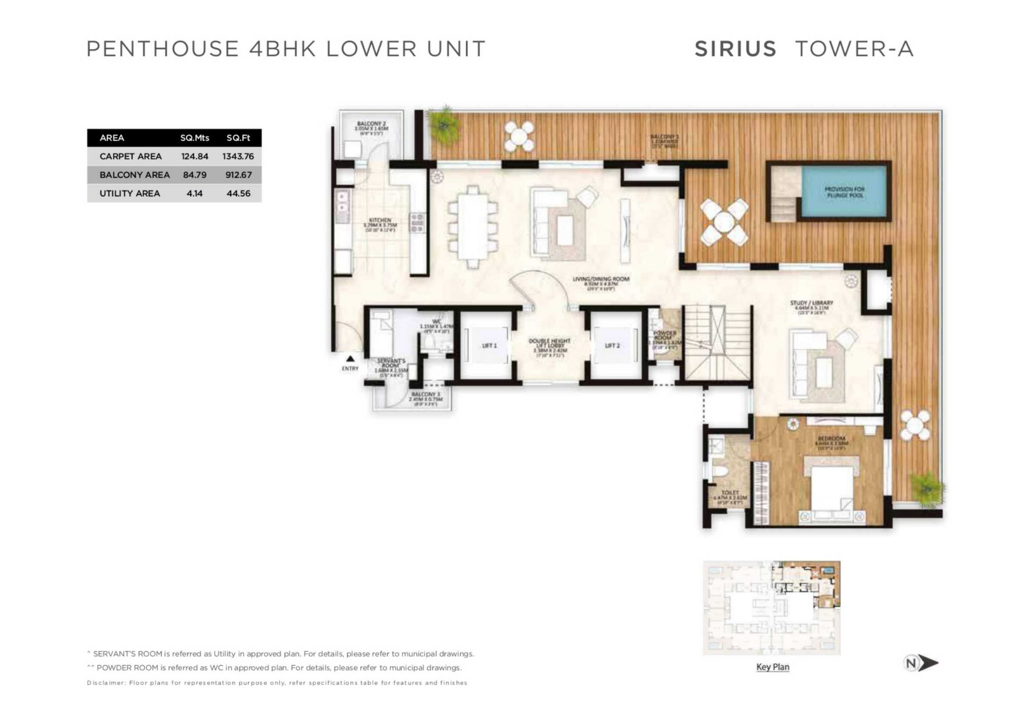 Mahindra Luminare Penthouse 4 BHK - lower level, Sirius (Tower A) floor plan