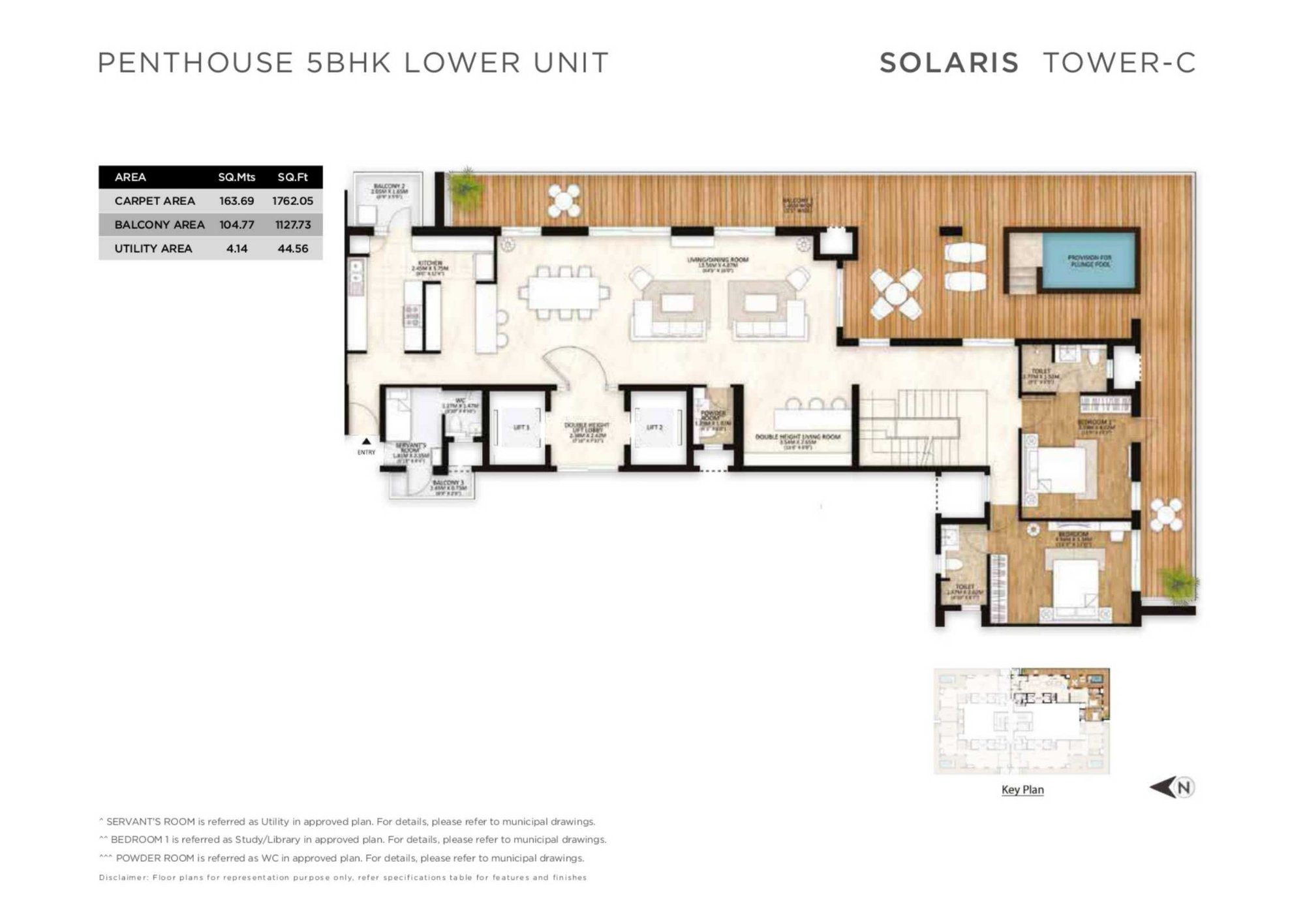 Mahindra Luminare Penthouse 5 BHK - lower level, Solaris (Tower C) floor plan