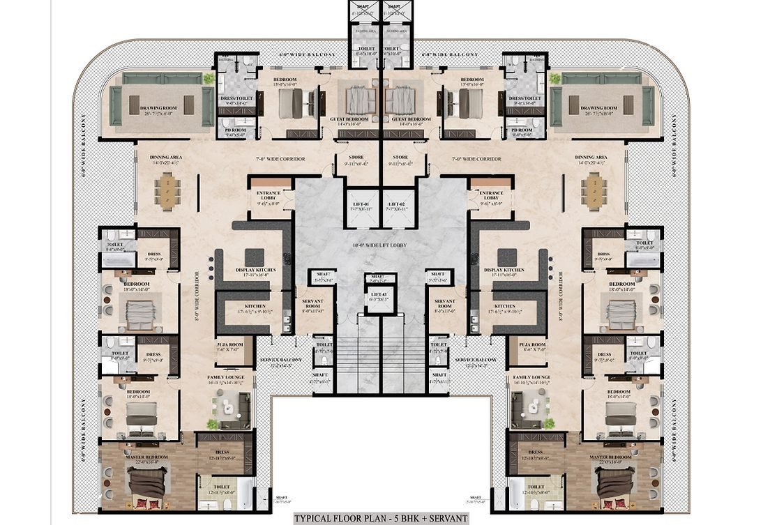 Marbella Grand 5 BHK + Servant - super floor plan