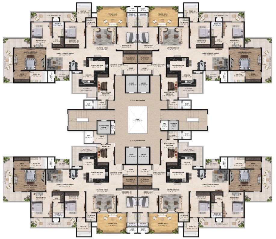 Marbella Twin Towers Typical cluster plan floor plan