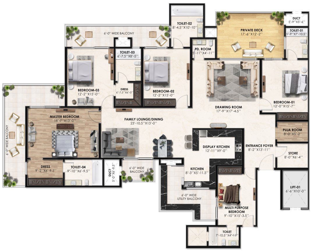 Marbella Twin Towers 5 BHK - super floor plan
