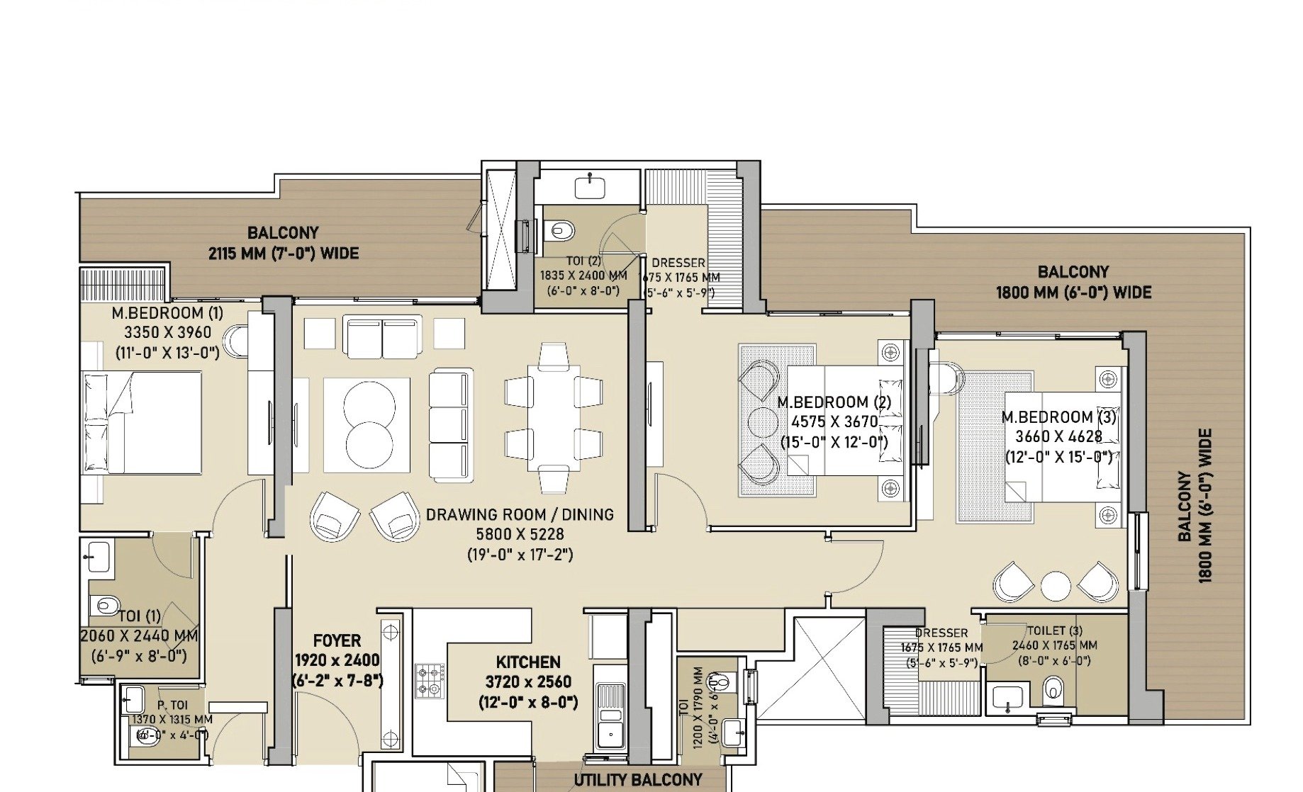 Navraj The Kingstown Heights 3 BHK corner unit - super floor plan