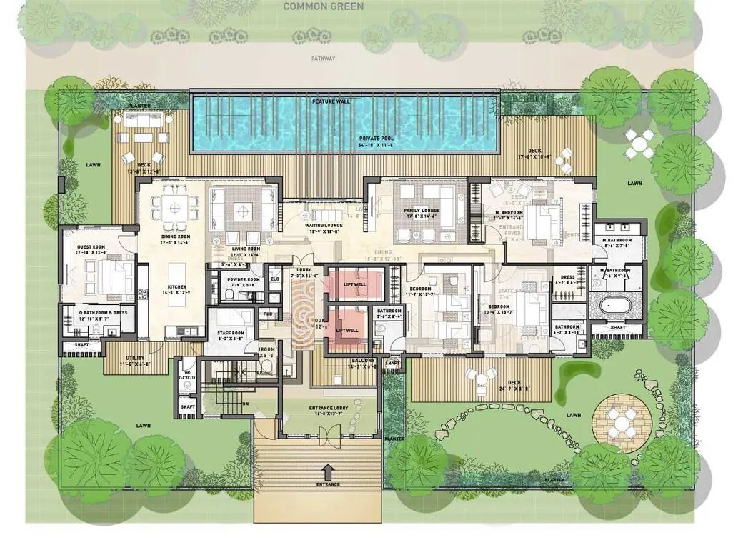Puri Diplomatic Greens Large-format residence with private pool floor plan