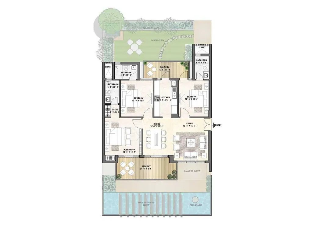Puri Diplomatic Greens 3 BHK - super floor plan