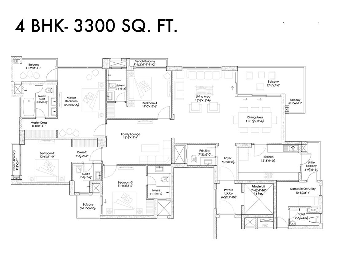 Silverglades Hightown Residences 4 BHK floor plan