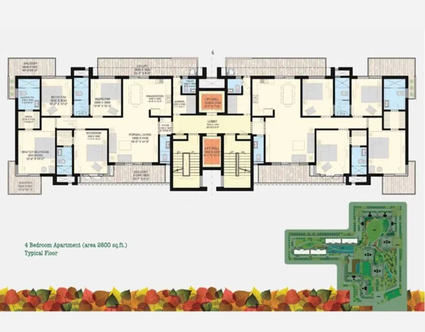 SS The Leaf 4 BHK typical floor floor plan