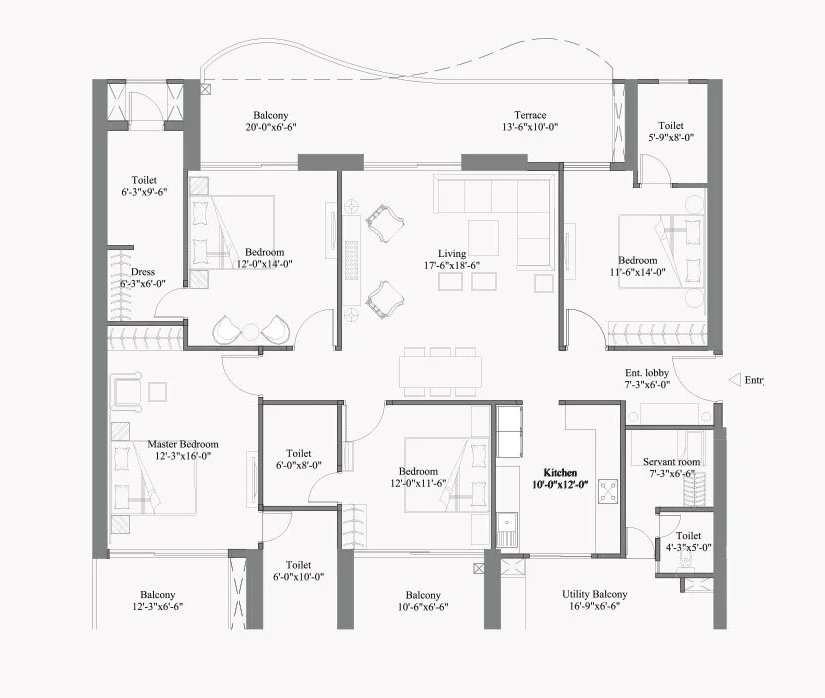 Unity Group The Amaryllis 4 Bedroom - carpet, 491 sq ft balcony floor plan