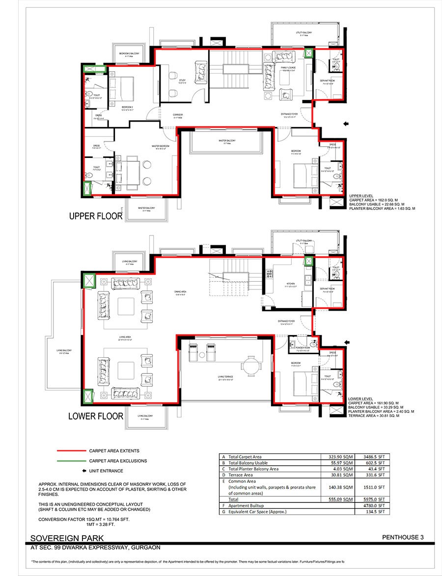 Vatika Sovereign Park Penthouse (Type 3) floor plan