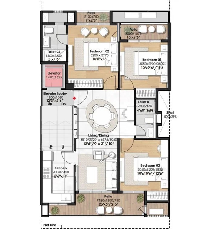 Whiteland Blissville 3 BHK floor plan floor plan