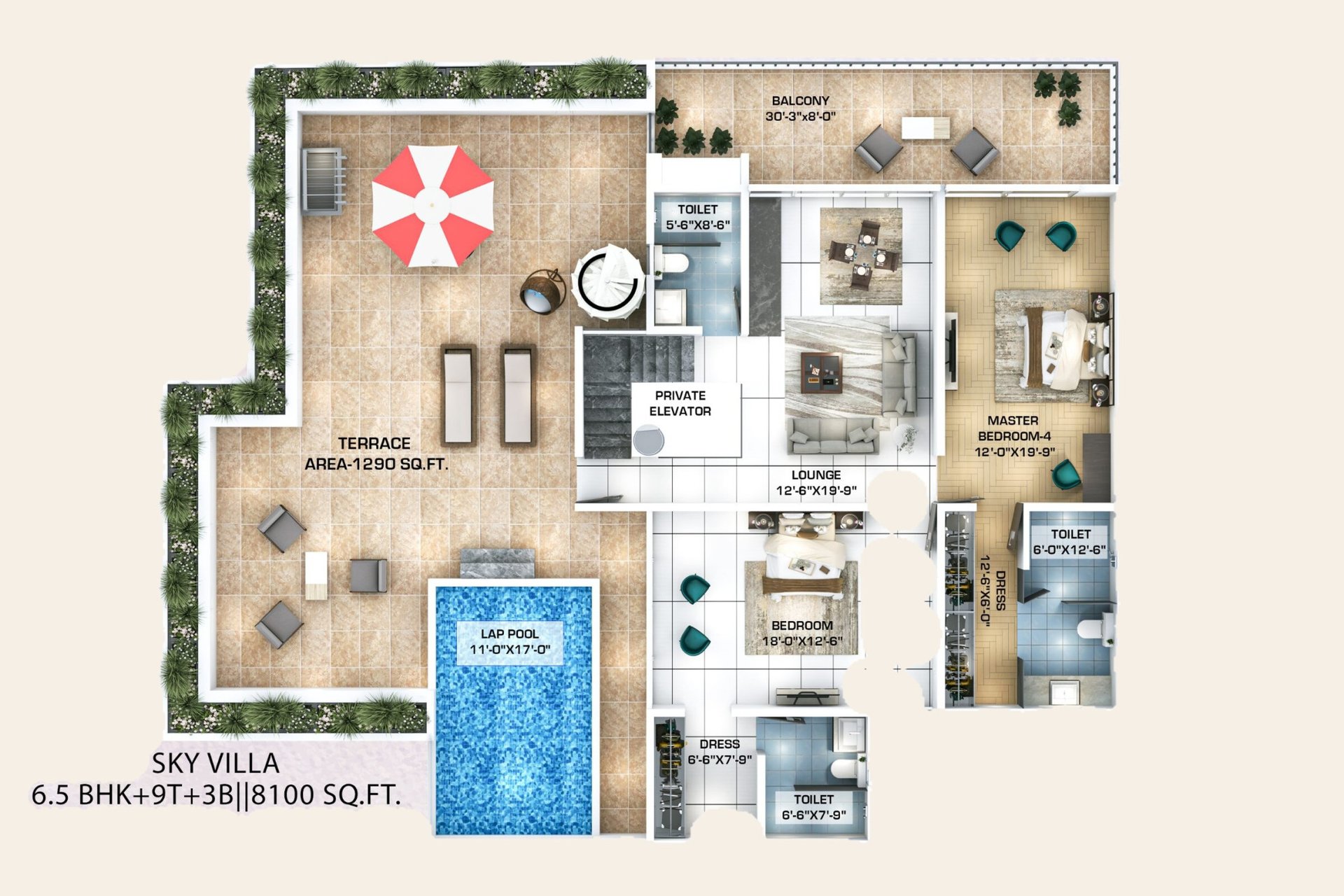 Windlass River Valley Sky Villa 6.5 BHK: floor plan