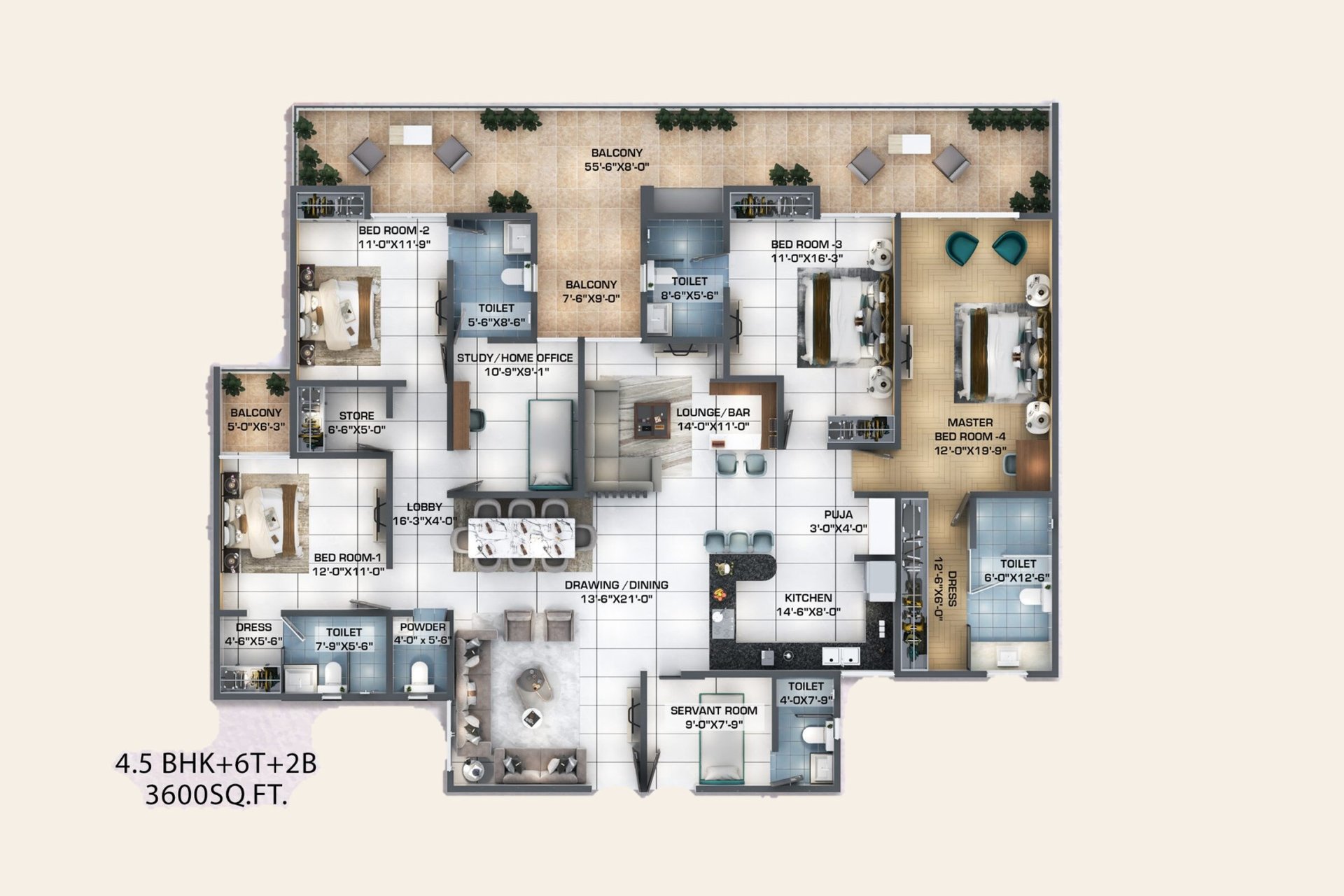 Windlass River Valley Kaveri 4.5 BHK + 6T: floor plan