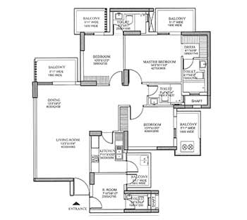 dlf ultima 3 bhk floor plan 2103 sqft