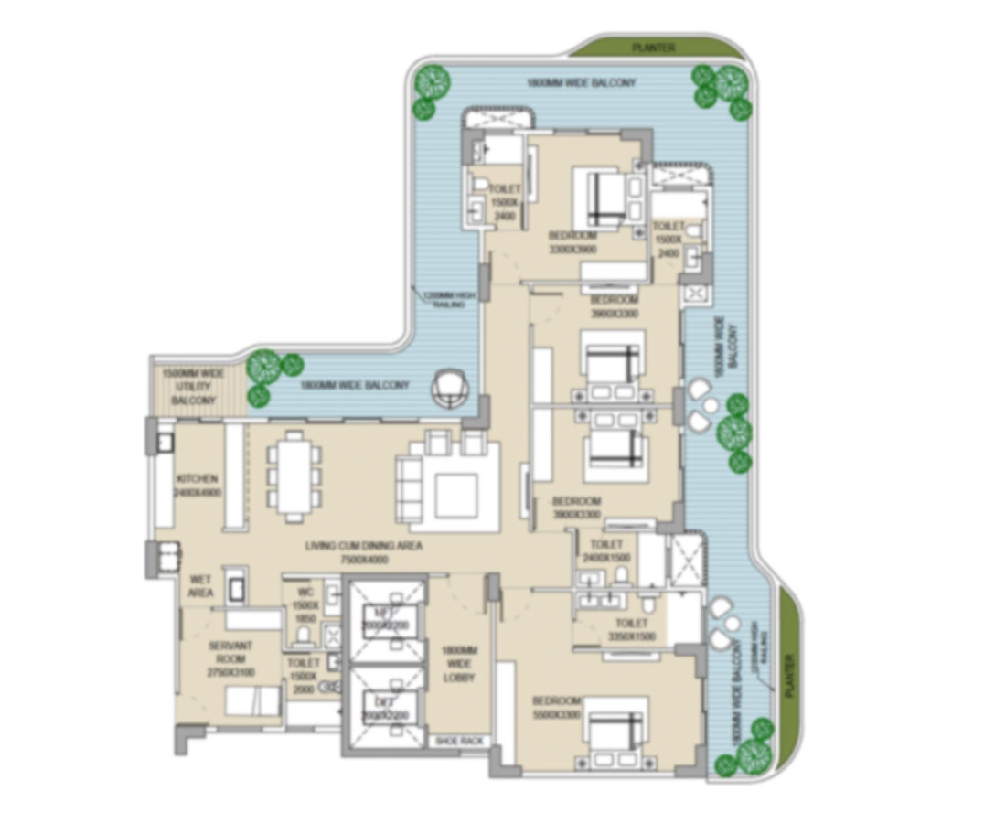 Ganga Nine Zero 3.5 BHK residence