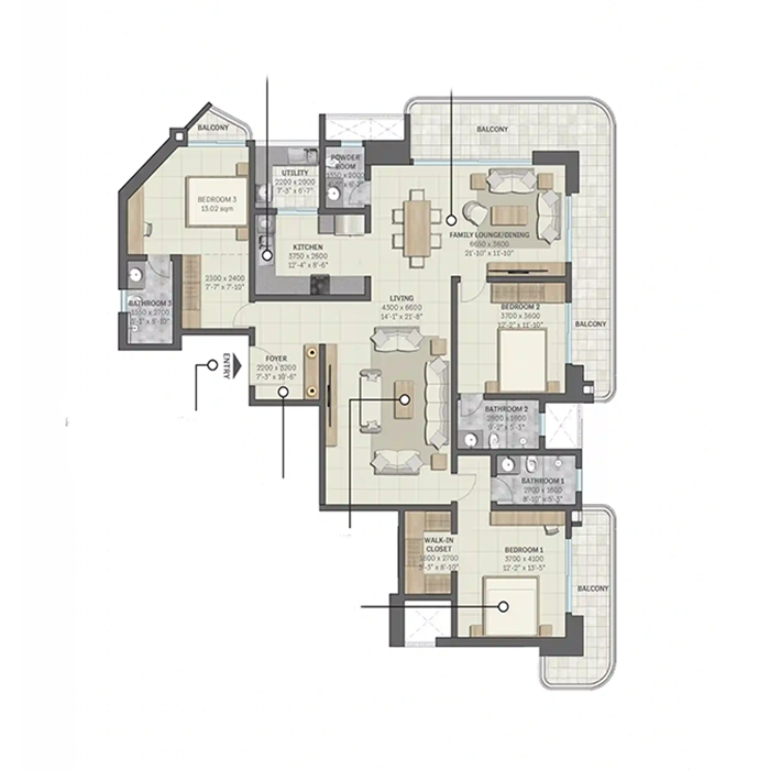 Sobha Crescent 3 BHK Layout