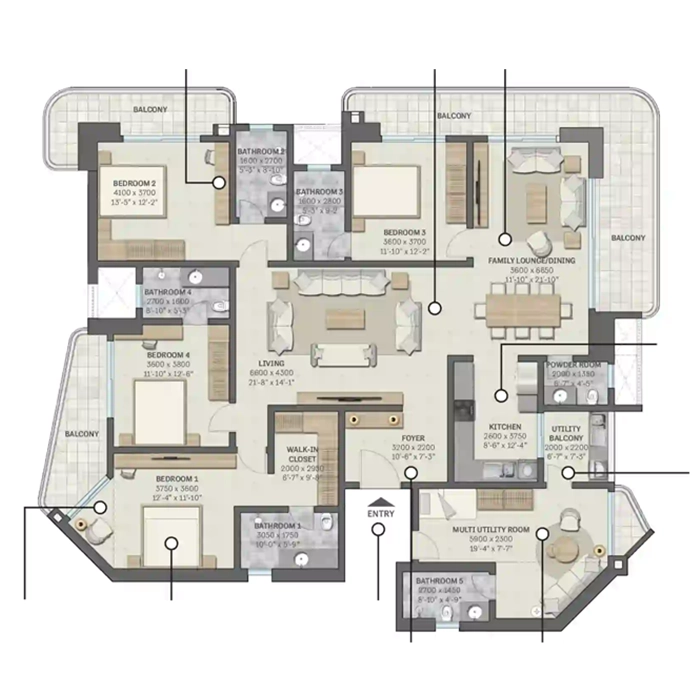 Sobha Crescent 4 BHK Layout